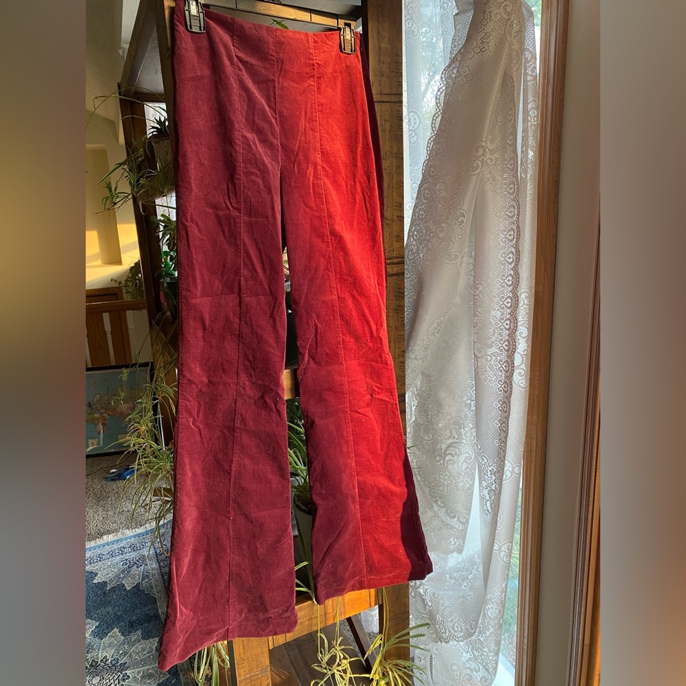 Forever 21 Contemporary High waisted Maroon wide legged Corduroy Pants